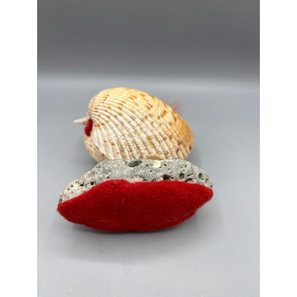 Decorative Seashell Chicken Figurine Handcrafted Coastal Farm